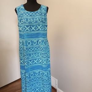 Kathie Lee ,size 14 maxi blue and green, sleeveless.